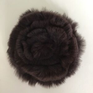 Dark brown Holt Renfrew fur brooch/hair accessory (size 4 1/2” x 4 1/2”)